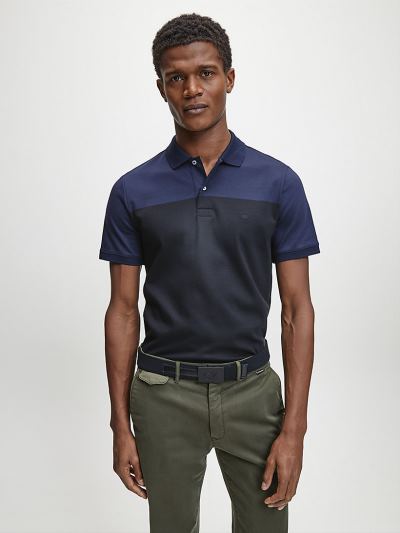 Calvin Klein Ruhák HU007802 | Calvin Klein Slim Colour Blocked Férfi Pólóing Sötétkék